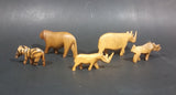 Vintage Wooden Hand Carved African Animals Set of 5 - Treasure Valley Antiques & Collectibles