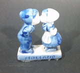 Vintage Delft Blue Holland Dutch Boy and Girl Kissing Hand Painted Ceramic Figurine - Treasure Valley Antiques & Collectibles