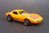 Rare 1989 Hot Wheels Orange w/ Red Flames Chevrolet Corvette Stingray Die Cast Toy Car Vehicle