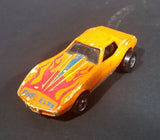Rare 1989 Hot Wheels Orange w/ Red Flames Chevrolet Corvette Stingray Die Cast Toy Car Vehicle