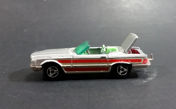 1980 Majorette Mercedes 350 SL Convertible Silver Grey with Red Stripes Die Cast Toy Car - Treasure Valley Antiques & Collectibles