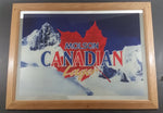 Large Molson Canadian Lager Beer Mountain Scene Oak Framed Advertising Mirror 34" x 26" - Treasure Valley Antiques & Collectibles