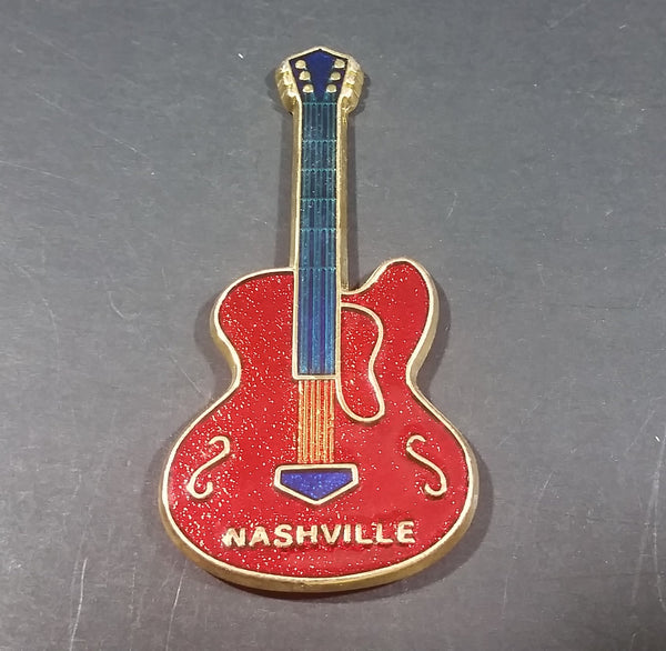 Nashville, Tennessee Red Blue Gold Guitar Shaped Fridge Magnet - Treasure Valley Antiques & Collectibles