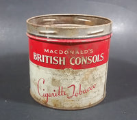 Vintage W.C. Macdonald's British Consols Cigarette Tobacco Red & White Tin Can - No lid - Treasure Valley Antiques & Collectibles
