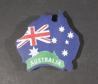 Australia Shaped Blue Rubber Souvenir Fridge Magnet w/ Flag and Stars Decor - Treasure Valley Antiques & Collectibles