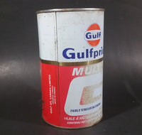 Vintage Gulf Gulfpride Multi-G Low Ash SAE 0W-30 Motor Oil Metal Can - Treasure Valley Antiques & Collectibles