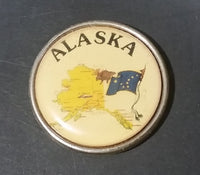 Vintage Alaska Small Round Souvenir Fridge Magnet w/ Blue State Flag - Treasure Valley Antiques & Collectibles