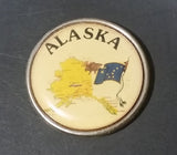 Vintage Alaska Small Round Souvenir Fridge Magnet w/ Blue State Flag - Treasure Valley Antiques & Collectibles