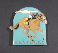 Kentucky Derby Horse Racing Track Enameled Horse #4 with Rider Arch Shaped Fridge Magnet - Treasure Valley Antiques & Collectibles