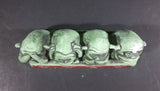 Vintage Cal Themes Inc. 1968 4 Wise Monkeys See No Evil Have No Fun Green Chalk Ware Figurine - Treasure Valley Antiques & Collectibles