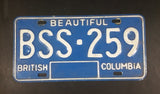 Early 1980s Beautiful British Columbia Blue with White Letters Vehicle License Plate - Treasure Valley Antiques & Collectibles