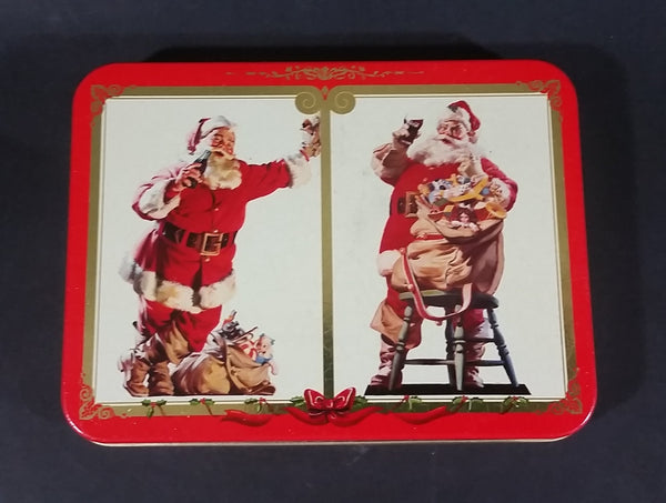1994 Coca-Cola Coke Santa Claus Christmas Themed Playing Cards Sealed in Tin - Two Packs - Treasure Valley Antiques & Collectibles