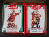 1994 Coca-Cola Coke Santa Claus Christmas Themed Playing Cards Sealed in Tin - Two Packs - Treasure Valley Antiques & Collectibles