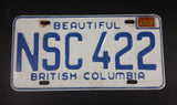 1975 Beautiful British Columbia White with Blue Letters Vehicle License Plate NSC 422 - Treasure Valley Antiques & Collectibles