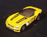 2002 Hot Wheels Pony-Up Yellow w/ White & Black Flames Die Cast Toy Race Car - Treasure Valley Antiques & Collectibles
