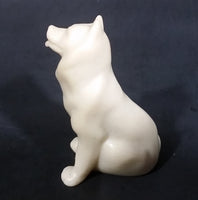 Small Marble Resin White Soapstone look Wolf Dog Sculpture Figurine - Treasure Valley Antiques & Collectibles