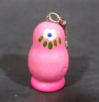 Vintage Wooden Russian Doll Pink Matryoshka Key Chain Holder Ring - Treasure Valley Antiques & Collectibles