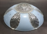 Vintage Gorgeous Clear and Light Blue Leaves Highly Decorated Glass Hanging Lamp Shade - Treasure Valley Antiques & Collectibles