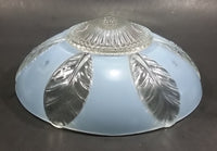 Vintage Gorgeous Clear and Light Blue Leaves Highly Decorated Glass Hanging Lamp Shade - Treasure Valley Antiques & Collectibles