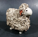 Vintage Red Clay Detailed Grey Sheep Figurine - Treasure Valley Antiques & Collectibles