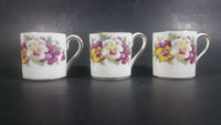 1930-1950 Crown Staffordshire Set of 3 Purple Yellow White Floral Fine Bone China Tea Cups - Treasure Valley Antiques & Collectibles