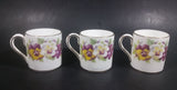 1930-1950 Crown Staffordshire Set of 3 Purple Yellow White Floral Fine Bone China Tea Cups - Treasure Valley Antiques & Collectibles