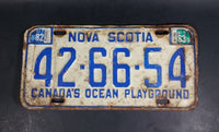 1970s 1980s Nova Scotia Canada's Ocean Playground White with Blue Letters Vehicle License Plate - Multple Stickers - Treasure Valley Antiques & Collectibles