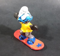 1997 Schleich Germany Peyo Puffo Smurf Snowboarder 2 3/8" PVC Figurine - Made in Portugal - Treasure Valley Antiques & Collectibles