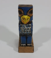 Pacific Northwest Aboriginal Small Colored Eagle Carved 4 1/2" Wood Totem Pole Signed E.F.W. - Treasure Valley Antiques & Collectibles