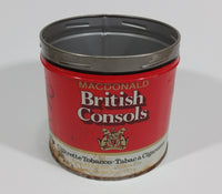 Vintage Macdonald British Consols Extra Fine Cut Cigarette Tobacco Red and White Tin No Lid - Treasure Valley Antiques & Collectibles