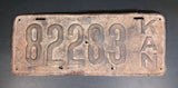 Rare 1918 Kansas License Plate 82283 - Passenger Vehicle - Vertical "KAN" - Rusted as found condition - Treasure Valley Antiques & Collectibles