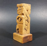 Pacific Northwest Aboriginal Small Glossed Eagle Carved 3 1/2" Wood Totem Pole Signed E.F.W. - Treasure Valley Antiques & Collectibles