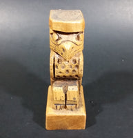 Pacific Northwest Aboriginal Small Glossed Eagle Carved 3 1/2" Wood Totem Pole Signed E.F.W. - Treasure Valley Antiques & Collectibles
