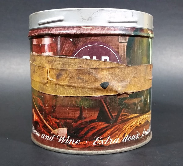 Vintage Old Port Pipe Tobacco 'Extra Mild Flavored with Rum and Wine" Tin Can Masking Tape + No Lid + Color Fade - Treasure Valley Antiques & Collectibles