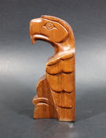 Pacific Northwest Aboriginal Small Glossed Eagle Carved 5 1/2" Wood Totem Pole Signed E.F.W. - Treasure Valley Antiques & Collectibles