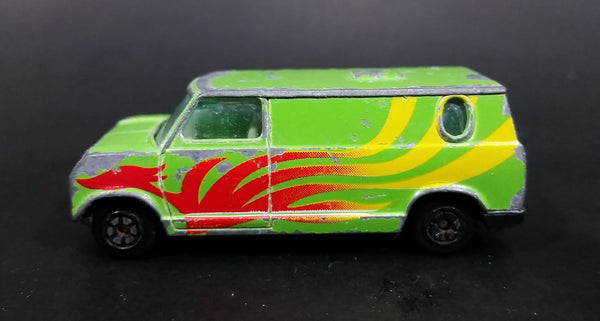 Vintage Yatming Ford Econoline E-150 Van Green w/ Red and Yellow Graphics Die Cast Toy Car Vehicle - Treasure Valley Antiques & Collectibles