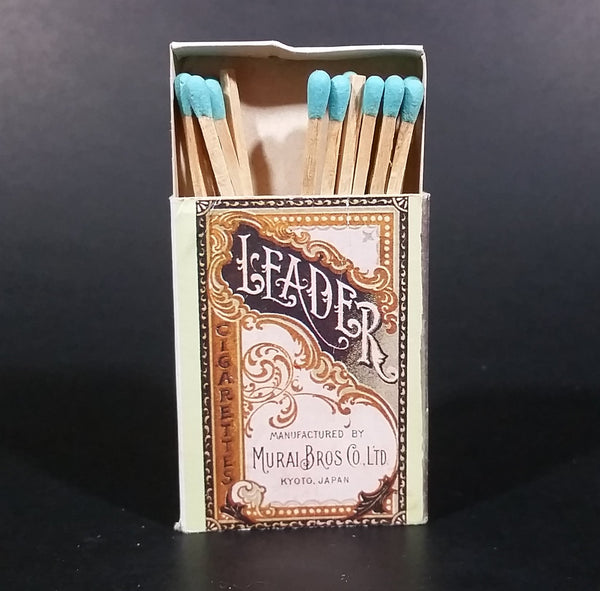 Vintage Murai Bros. Kyoto Japan Leader Cigarettes Wooden Matches Box Pack Promotional Souvenir Travel Collectible - Treasure Valley Antiques & Collectibles