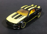 2010 Hot Wheels Garage Ford Mustang GT Black w/ Yellow Stripes Die Cast Toy Car Vehicle