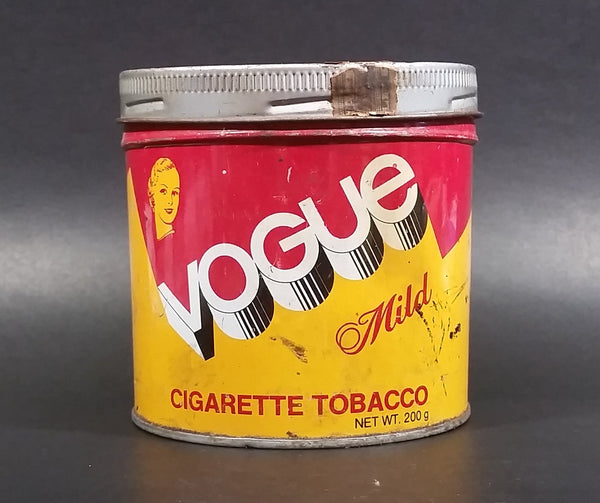 Vintage 1960s Vogue Mild Cigarette Tobacco Tin with Lid (Some light denting, pin holes on bottom) - Treasure Valley Antiques & Collectibles