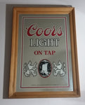 Vintage Coors Light On Tap Wood Framed Beer Advertising Pub Lounge Mirror - Treasure Valley Antiques & Collectibles