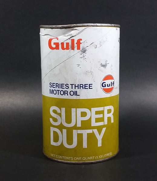 Vintage Gulf Super Duty Series 3 Heavy Duty Motor Oil 1.13L Can Full Never Opened Cardboard with Metal Ends - Treasure Valley Antiques & Collectibles