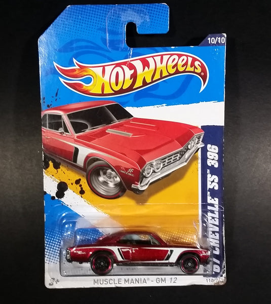 2012 Hot Wheels Muscle Mania '67 Chevrolet Chevelle SS 396 Maroon Die Cast Toy Car Vehicle 110/247 - New Sealed - Treasure Valley Antiques & Collectibles
