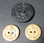 Lot of 3 Plastic Anchor Clothing Buttons - Treasure Valley Antiques & Collectibles
