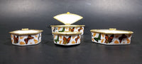 Set of Butterfly Ceramic with Gold Trim Hinged Trinket Jewelry Boxes in Box - Heart, Clam, Hexagon, Diamond - Treasure Valley Antiques & Collectibles