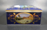 Vintage St Michael Marks & Spencer Biscuits Tin Blue with Gold Motif -  Lake Scenes on each side - Treasure Valley Antiques & Collectibles