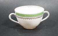 Imperial Crown China Austria Double Handle Tea Cup With Green and Golden Trim - Treasure Valley Antiques & Collectibles
