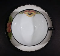 Antique Unmarked Black Trim Yellow Pansy Tea Cup & Saucer - Treasure Valley Antiques & Collectibles
