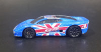 2003 Hot Wheels Flag Flyers British Jaguar XJ220 Blue Die Cast Toy Car Vehicle - Treasure Valley Antiques & Collectibles