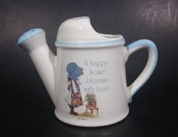 Vintage Holly Hobbie Blue Girl White Ceramic Flower Watering Can Collectible - Treasure Valley Antiques & Collectibles
