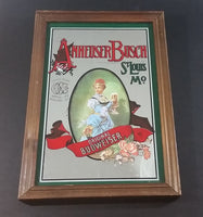 Vintage Anheuser Busch Original Budweiser 13" x 9" Wood Framed Advertising Mirror - Pub, Lounge, Man Cave Collectible - Treasure Valley Antiques & Collectibles